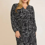 Black & White Abstract Print Dress - The Nines