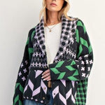 Lilac & Green Sweater Cardigan - The Nines