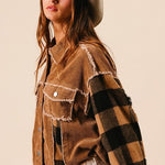 Camel Plaid Sleeve Jacket - The Nines