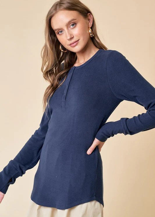 Soft Thumbhole Henley Tops - 4 Colors! - The Nines