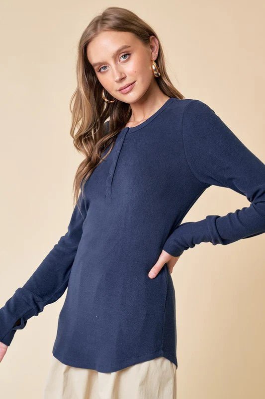 Soft Thumbhole Henley Tops - 4 Colors! - The Nines