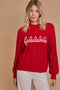 FaLaLa Red Cable Knit Mock Sweater