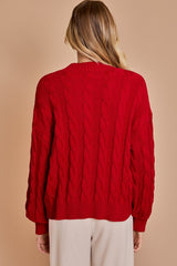 FaLaLa Red Cable Knit Mock Sweater