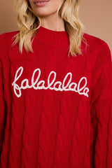 FaLaLa Red Cable Knit Mock Sweater