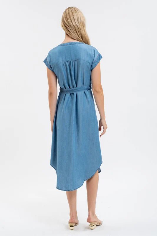 Chambray Button Down Dress - The Nines