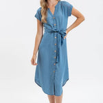 Chambray Button Down Dress - The Nines
