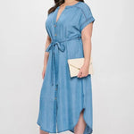Chambray Button Down Dress - The Nines