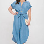 Chambray Button Down Dress - The Nines