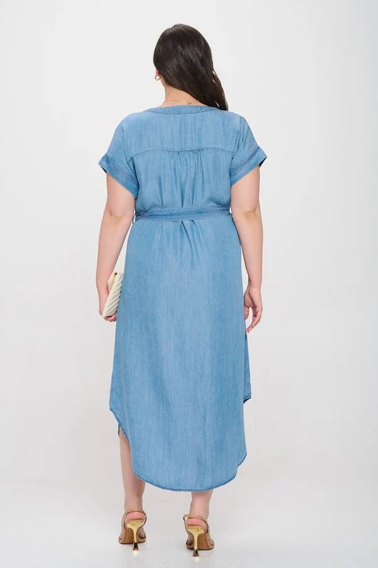 Chambray Button Down Dress - The Nines