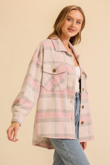 Pink & Gray Dream Big Soft Plaid Shacket