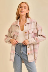 Pink & Gray Dream Big Soft Plaid Shacket