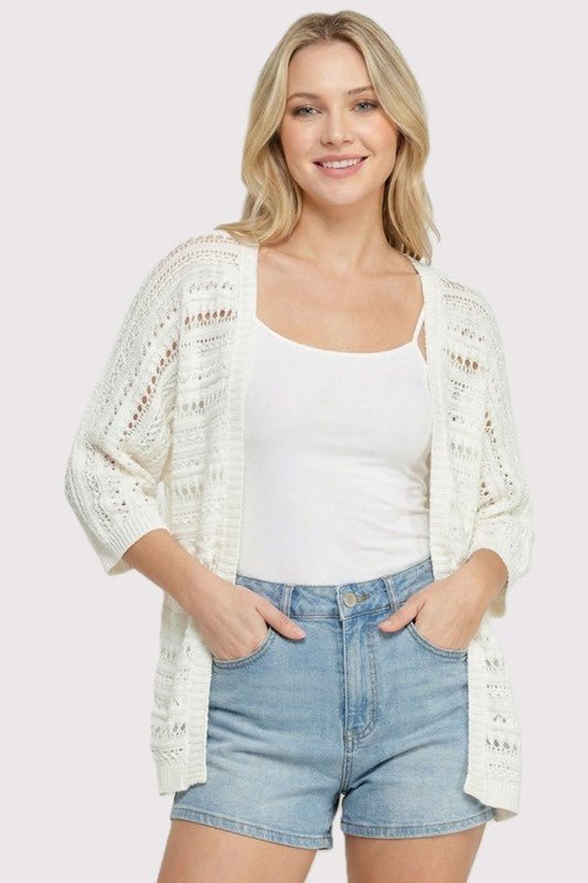 Open Knit Off White Dolman Cardigan - The Nines
