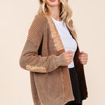 Contrast Mineral Wash Elbow Patch Cardigan - 2 Colors! - The Nines