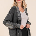 Contrast Mineral Wash Elbow Patch Cardigan - 2 Colors! - The Nines