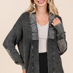Contrast Mineral Wash Elbow Patch Cardigan - 2 Colors! - The Nines