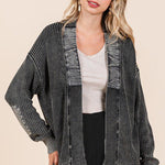 Contrast Mineral Wash Elbow Patch Cardigan - 2 Colors! - The Nines
