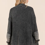 Contrast Mineral Wash Elbow Patch Cardigan - 2 Colors! - The Nines