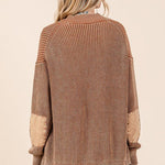 Contrast Mineral Wash Elbow Patch Cardigan - 2 Colors! - The Nines