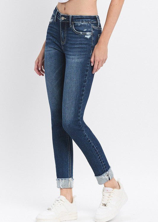 Lovervet Midrise Cuffed Skinny Jeans - The Nines