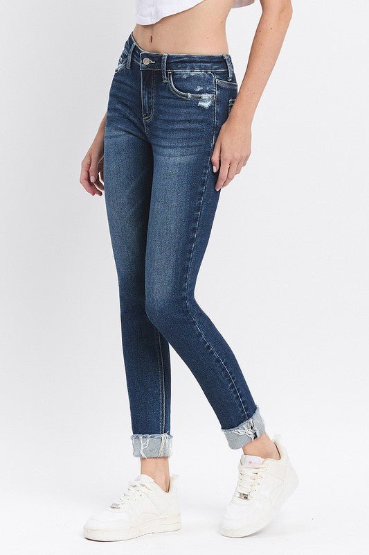 Lovervet Midrise Cuffed Skinny Jeans - The Nines