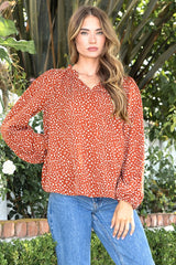 Dotted Ruffle Neck Tops - 2 Colors! - FINAL SALE