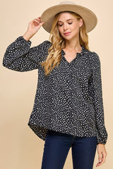 Dotted Ruffle Neck Tops - 2 Colors! - FINAL SALE