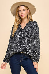 Dotted Ruffle Neck Tops - 2 Colors! - FINAL SALE