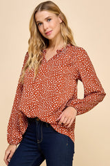 Dotted Ruffle Neck Tops - 2 Colors! - FINAL SALE