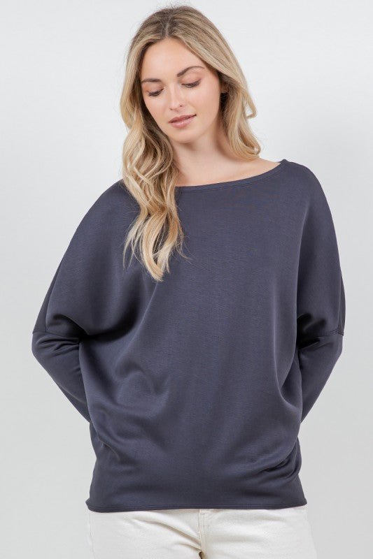 Scuba Long Sleeve Dolman Tops - 2 Colors! - The Nines