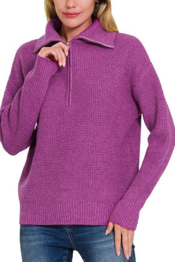 Knit Half Zip Pullover Sweater - 3 colors!