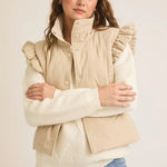 Taupe Ruffle Snap Button Vest - The Nines