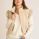 Taupe Ruffle Snap Button Vest - The Nines