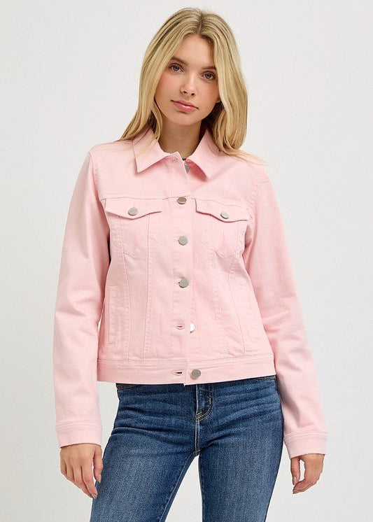 Soft Pink Risen Denim Jacket - The Nines