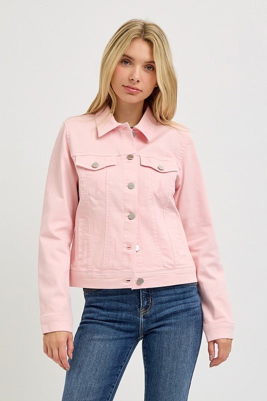 Soft Pink Risen Denim Jacket - The Nines