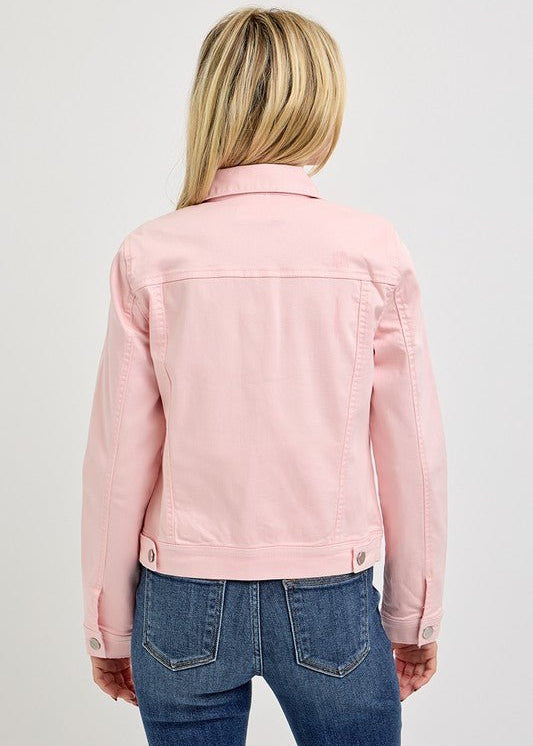 Soft Pink Risen Denim Jacket - The Nines
