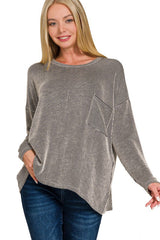 Relaxed Fit Two Tone Pocket Tops - 4 Colors!