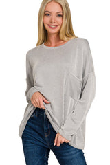 Relaxed Fit Two Tone Pocket Tops - 4 Colors!