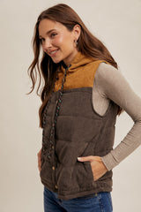 Contrast Hooded Puffer Vest