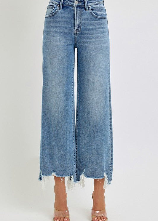 Risen High Rise Crop Step Hem Jeans - The Nines