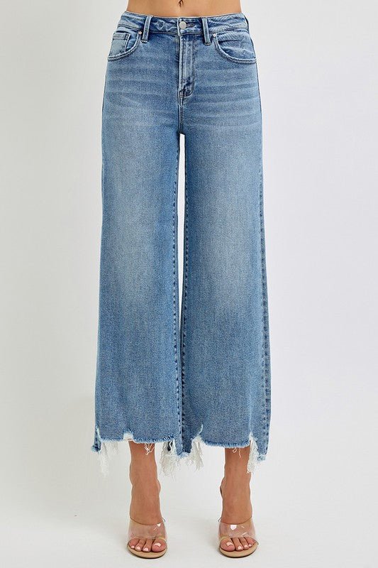 Risen High Rise Crop Step Hem Jeans - The Nines