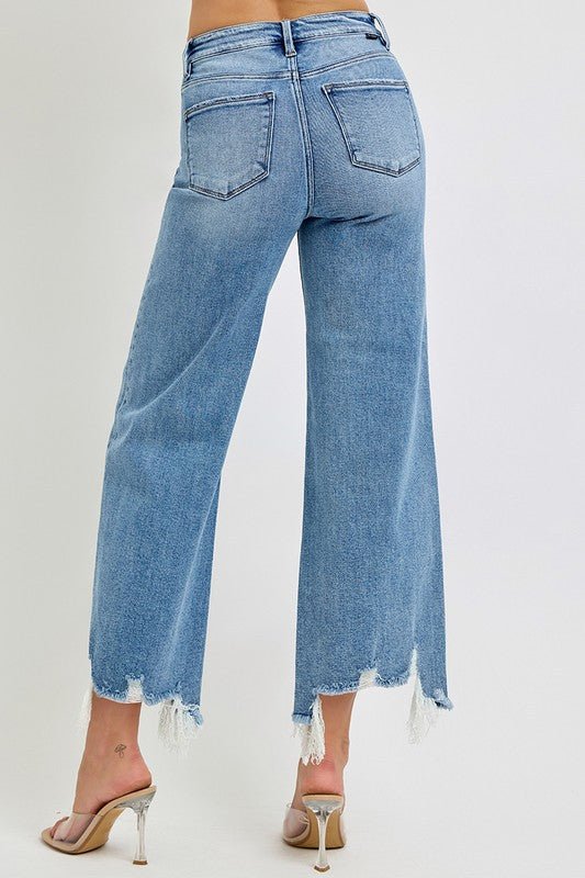 Risen High Rise Crop Step Hem Jeans - The Nines