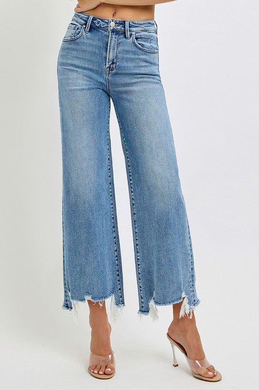 Risen High Rise Crop Step Hem Jeans - The Nines