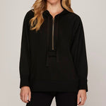 Textured Sleeve Zip Up Hoodie - 2 Colors! - The Nines