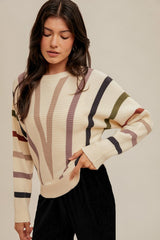 Multi Color V Stripe Sweater