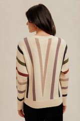 Multi Color V Stripe Sweater