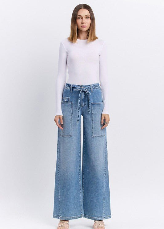 Flying Monkey Tie Waist Wide Leg Jean - The Nines