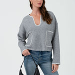 Contrast Stitch Pocket Sweaters - 2 Colors! - The Nines