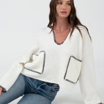 Contrast Stitch Pocket Sweaters - 2 Colors! - The Nines