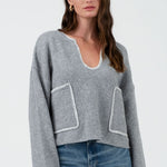 Contrast Stitch Pocket Sweaters - 2 Colors! - The Nines