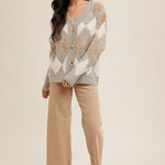 Diamond Pattern Sweater Cardigan - The Nines
